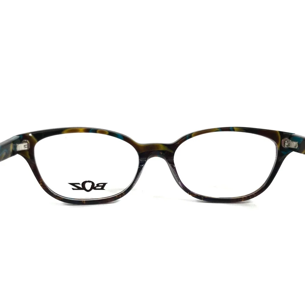 BOZ Eyeglasses Frames VANINA 7323 Brown Plaid Blue Yellow Marble 52-16-145